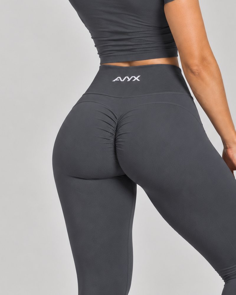 Calza scrunch AVYX Grafito, vista trasera
