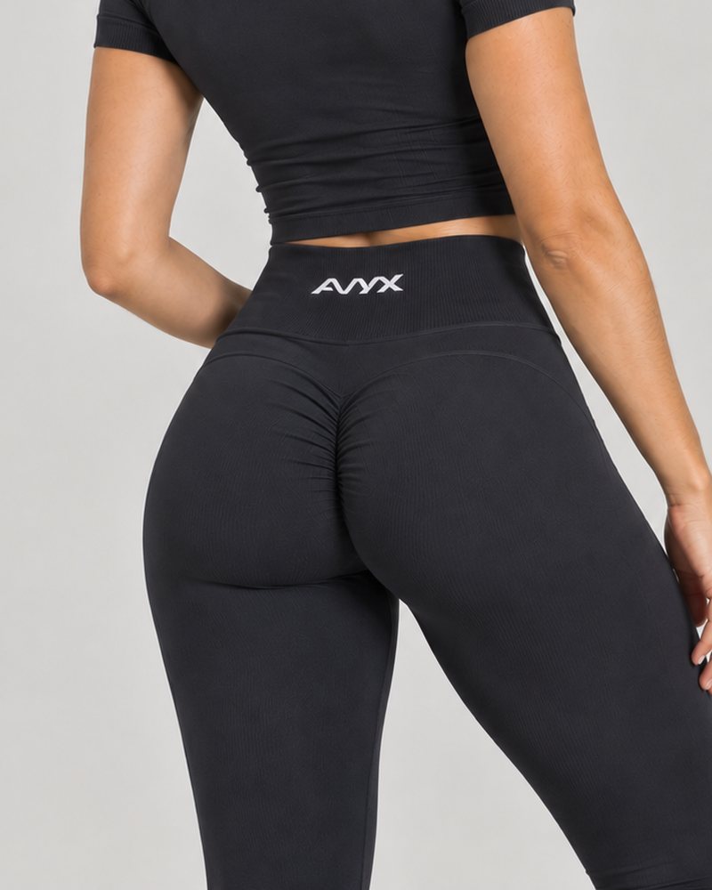 Calza scrunch AVYX Negro Noche, vista trasera