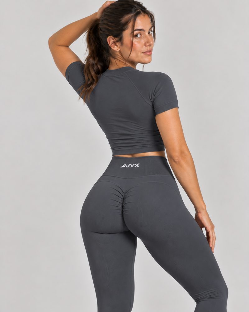 Calza scrunch AVYX Grafito de espalda