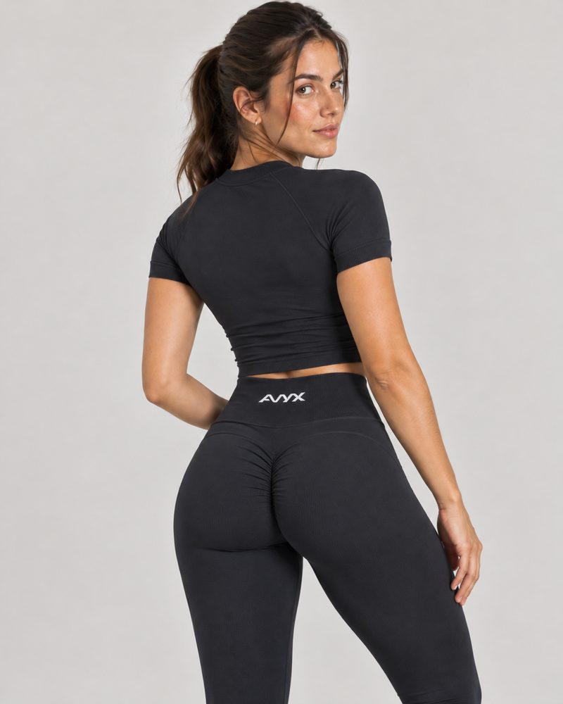 Calza scrunch AVYX Negro Noche de espalda