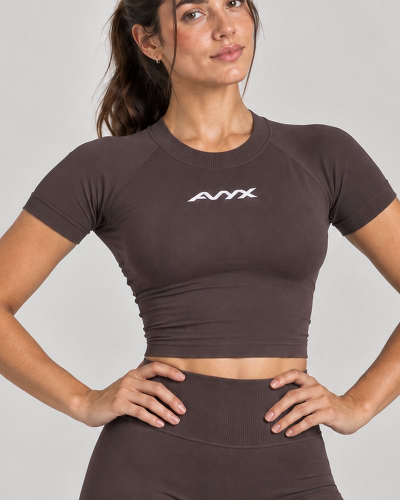Polera seamless AVYX Cacao, vista frontal